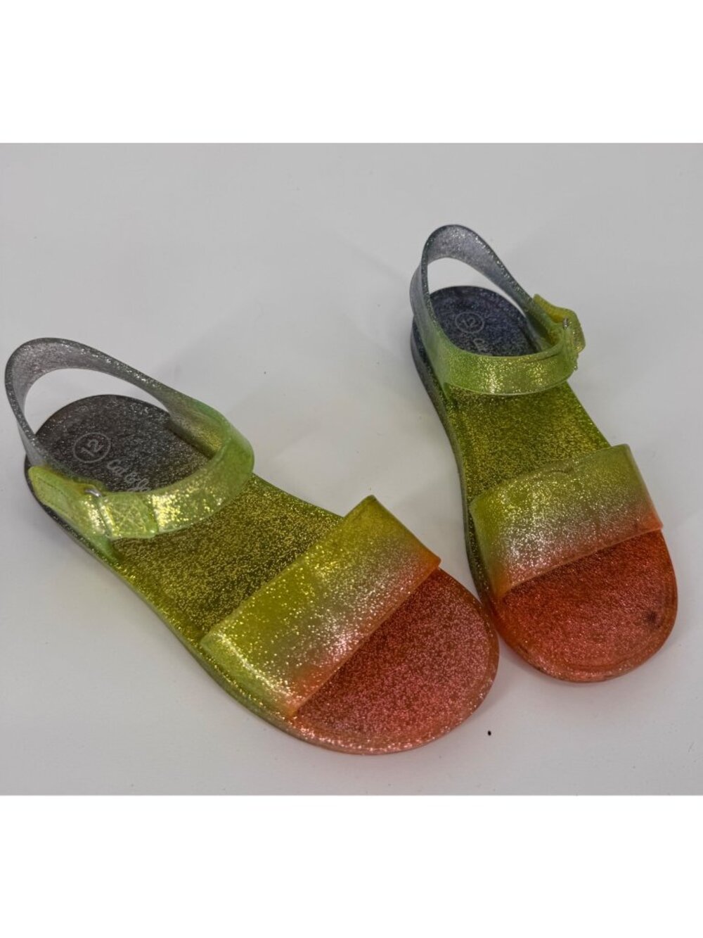 cat & Jack Kids Glittery Gradient Jelly Sandals With Adjustable Strap Size 12